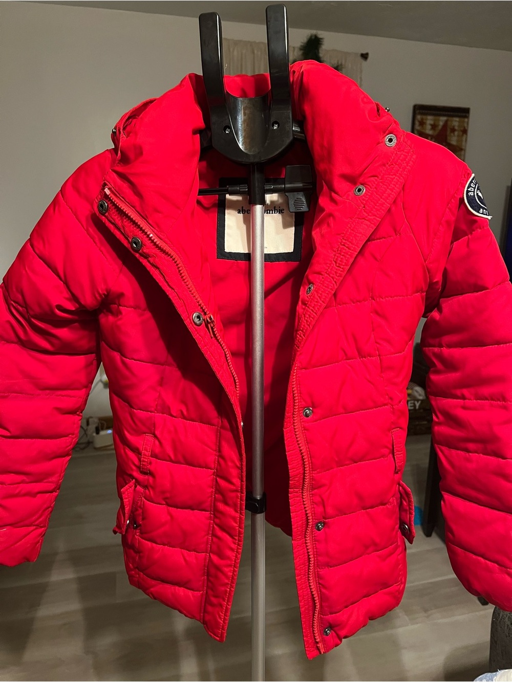 Abercrombie & Fitch Red Quilted Puffer Jacket - Kids